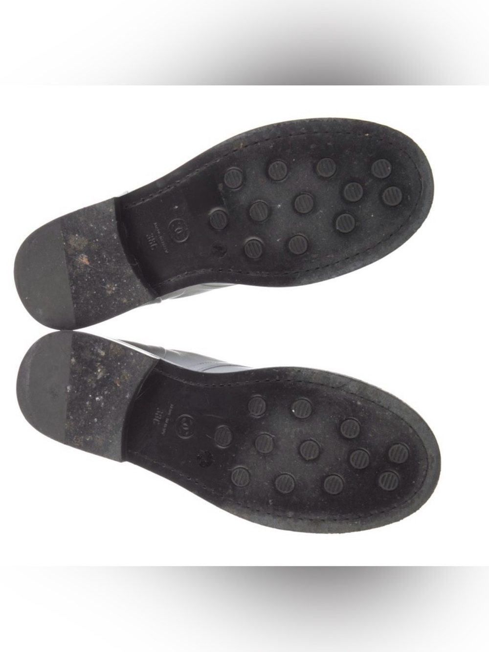 CHANEL Grey black Leather Lace-Up Boots with Black Cap Toe and Gold Logo Strap - Picture 3 of 16